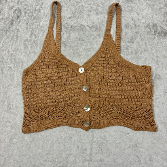 Jolie & Joy by FCT With Love Tops - Crochet Open Knit Crop Tank Top Size XL Boho Western Country Concert Beachy